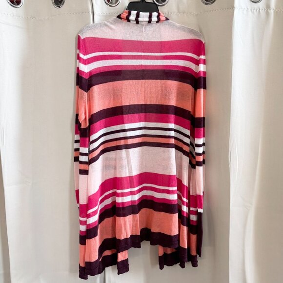 Lane Bryant Striped Cardigan Size 14 16 Knit Drape Open Ramie Cotton Boho 18790 - Picture 2 of 10